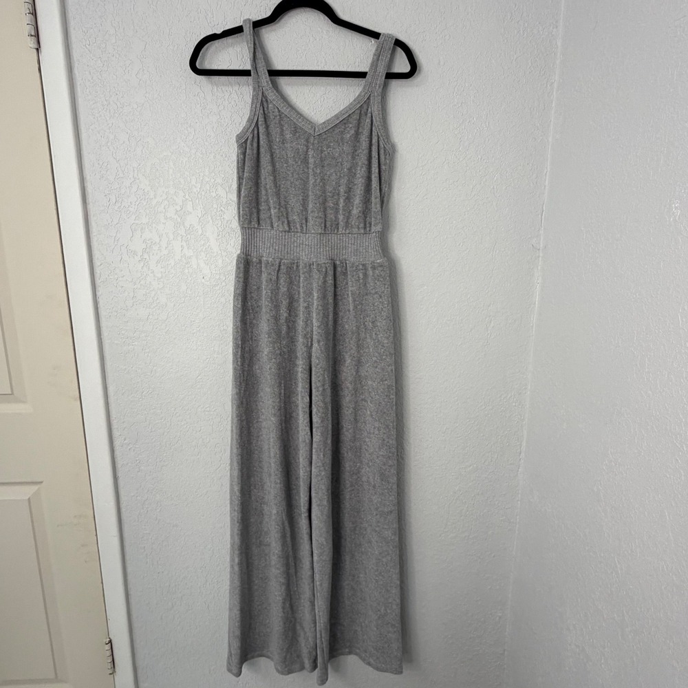 Sierra Hotel Grey Terry Cloth Concorde Wide Leg Jumpsuit